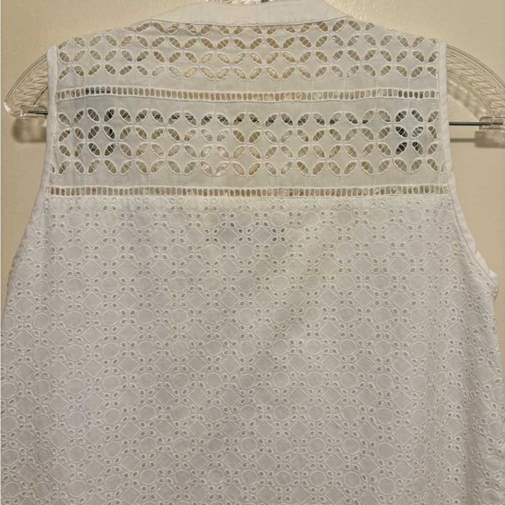 Loft Lace-Up Split-Joint Sleeveless Shift Dress Women's Petite Size 14 White - Picture 7 of 13